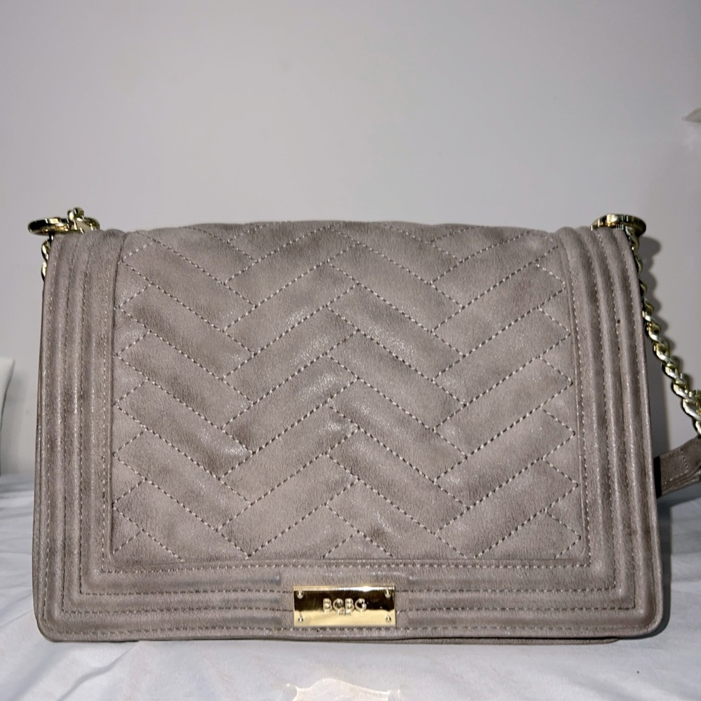 BCBG Paris Women's Quilted Purse in gray.
